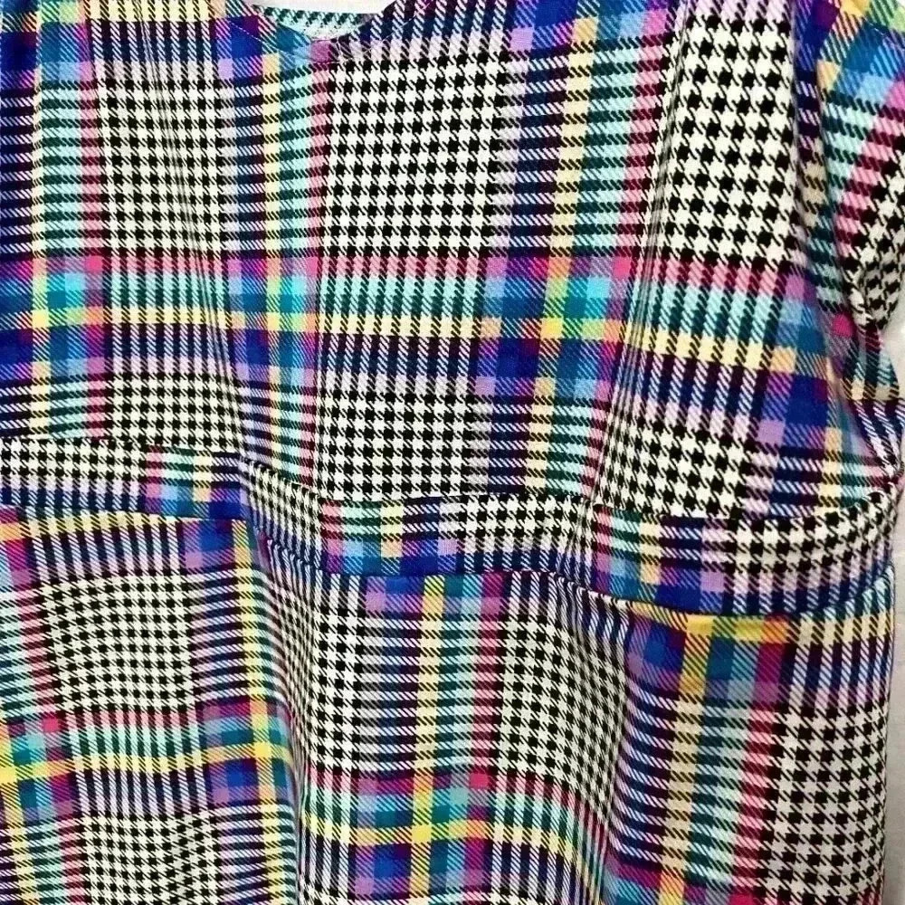 Torrid Multi Color Plaid Babydoll Mixed Fabric V-Neck Tank 00 M/L - Picture 6 of 8